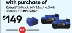 Lowe's 2-Pack 24V Max 4.0-Ah Battery Kit offer