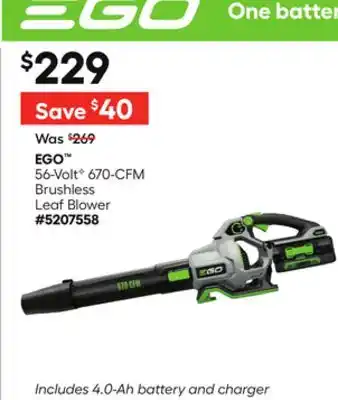 Lowe's 56-Volt G 670-CFM Brushless Leaf Blower offer