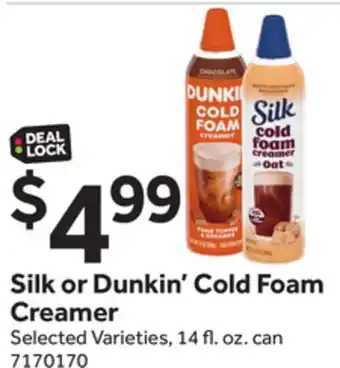 Stop&Shop Silk or Dunkin' Cold Foam Creamer offer