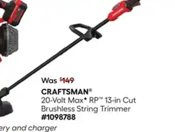 Lowe's 20-Volt Max F RP 13-in Cut Brushless String Trimmer offer