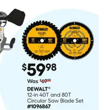 Lowe's 12-in 40T and 80T Circular Saw Blade Set offer