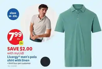 Lidl Livergy men's polo shirt with linen offer