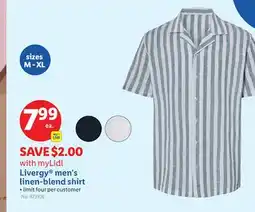 Lidl Livergy men's linen-blend shirt offer