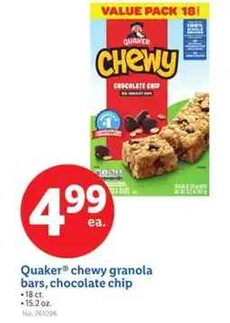 Lidl Quaker chewy granola bars, chocolate chip offer