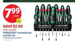 Lidl PARKSIDE screwdriver and bit set offer