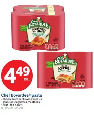 Lidl Chef Boyardee pasta offer