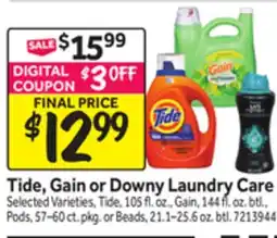Stop&Shop Tide, Gain or Downy Laundry Care offer