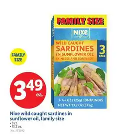 Lidl Nixe wild caught sardines in sunflower oil, family size offer