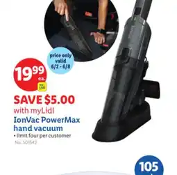 Lidl IonVac PowerMax hand vacuum offer
