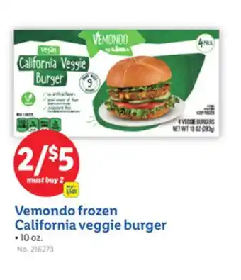 Lidl Vemondo frozen California veggie burger offer