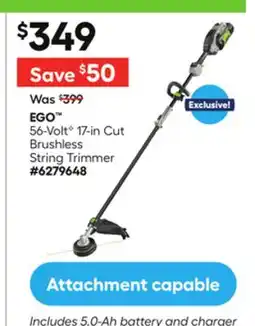 Lowe's 56-Volt G 17-in Cut Brushless String Trimmer offer