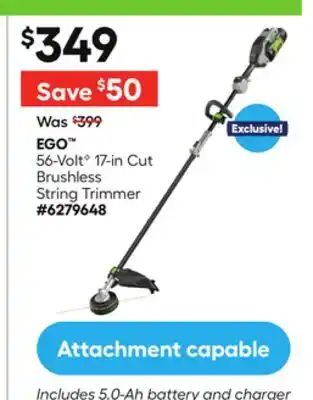 Lowe's 56-Volt G 17-in Cut Brushless String Trimmer offer