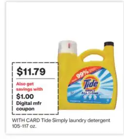 CVS Tide Simply laundry detergent 105-117 oz offer