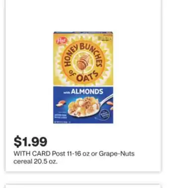 CVS Post 11-16 oz or Grape-Nuts cereal 20.5 oz offer