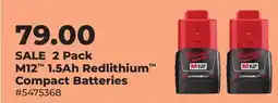 Runnings 2 Pack M12 1.5Ah Redlithium Compact Batteries offer