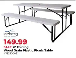 Runnings 6' Folding Wood Grain Plastic Picnic Table offer