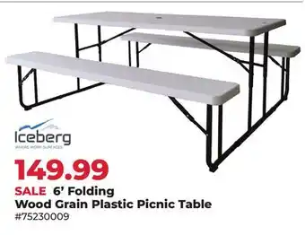 Runnings 6' Folding Wood Grain Plastic Picnic Table offer