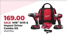 Runnings Milwaukee M18 Drill & Impact Driver Combo Kit offer