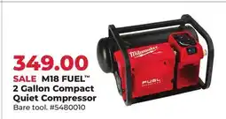 Runnings Milwaukee M18 FUEL 2 Gallon Compact Quiet Compressor Bare tool offer