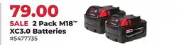 Runnings Milwaukee 2 Pack M18 XC3.0 Batteries offer