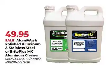 Runnings AlumiWash Polished Aluminum & Stainless Steel or BritePlus MX Aluminum Cleaner offer