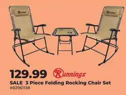 Runnings 3 Piece Folding Rocking Chair Set offer