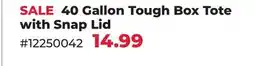 Runnings 40 Gallon Tough Box Tote with Snap Lid offer
