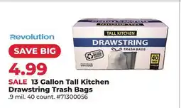 Runnings 13 Gallon Tall Kitchen Drawstring Trash Bags offer