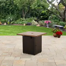 Walmart Mainstays Laurel 28 Square 48,000 BTU Propane Gas Fire Pit Table with Lava Rocks and Metal Lid offer
