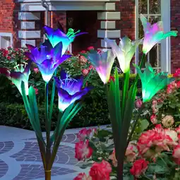 Walmart Qishi Solar Orchid Flower Lights, Waterproof Adjustable with Upgraded Solar Panel, Orchid (2 Pack) offer