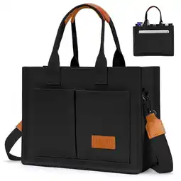 Walmart Gocvo Canvas Tote Bag for Women, Large Multi-Pocket Shoulder Handbag, Crossbody Messenger Bag, Black offer