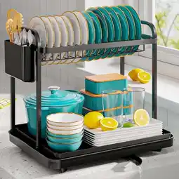 Walmart Sakugi Dish Drying Rack, 2-Tier Stainless Steel Dish Racks, Dish Drainer for Kitchen Counter, Black offer