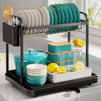 Walmart Sakugi Dish Drying Rack, 2-Tier Stainless Steel Dish Racks, Dish Drainer for Kitchen Counter, Black offer
