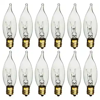 Walmart 12 Pc Candelabra Night Light Bulbs 60 Watt Clear Flame Tip 120V Decor Chandelier offer