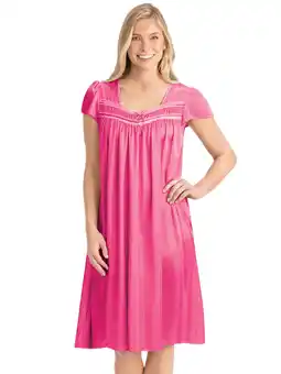 Walmart Collections Etc Flutter Cap-Sleeve Ribbon & Lace Detail Tricot Mid-Length Nightgown offer