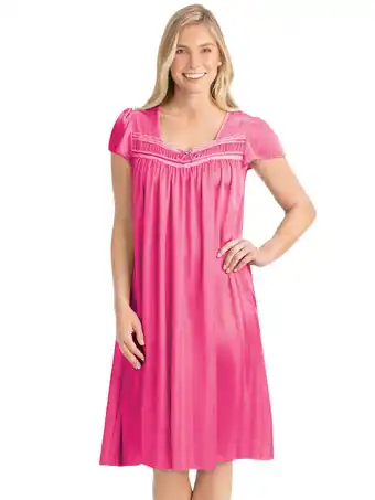 Walmart Collections Etc Flutter Cap-Sleeve Ribbon & Lace Detail Tricot Mid-Length Nightgown offer