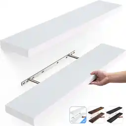 Walmart Ophanie 22.5 inch Wood Floating Shelves Wall Mounted Shelves, 6.7 x 23 Inch, White, Set of 2 offer