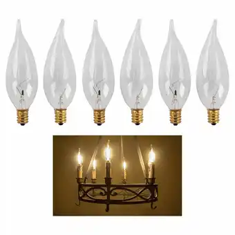 Walmart 6 X 40W 120V Clear Light Bulbs Candelabra Base Chandelier Candle Shape Flame Tip offer