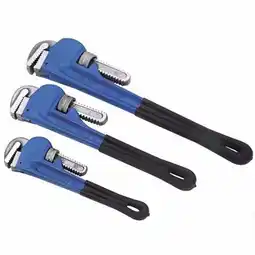 Walmart Wideskall 3 Pieces Heavy Duty Heat Treated Soft Grip Pipe Wrench Set 10 inch + 12 inch + 14 inch offer