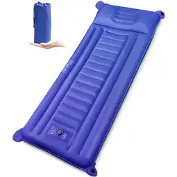 Walmart Inflatable Sleeping Pad, Foldable Camping Mat Air Mattress with Integrated Pillow, Built-in Inflator offer