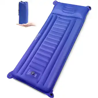 Walmart Inflatable Sleeping Pad, Foldable Camping Mat Air Mattress with Integrated Pillow, Built-in Inflator offer