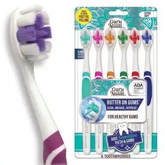 Walmart GuruNanda Butter On Gums Toothbrush - Extra Soft Bristles - ADA Accepted - 6 Pack offer