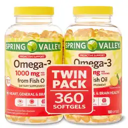Walmart Spring Valley Omega-3 Natural Lemon Flavor Dietary Supplement Twin Pack, 1000 mg, 360 Count offer
