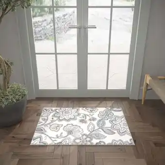 Walmart Madison Transitional 2' x 3' Cream and Gray Polypropylene Indoor Area Rug offer