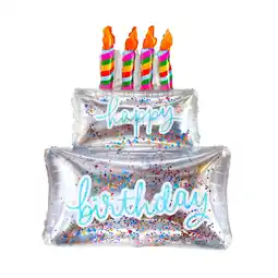 Walmart Packed Party 'Have Your Cake' 3'H Happy Birthday Cake Shaped Confetti Filled Mylar Balloon offer
