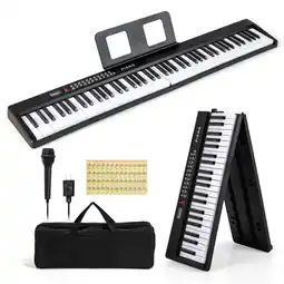 Walmart Costway 88 Key Folding Piano Keyboard with Wireless MIDI Dual Speakers 1000 Timbres Black offer