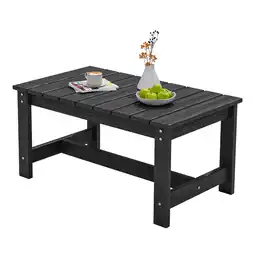 Walmart SERWALL Outdoor Rectangle Coffee Table, 19.7 x 33.7 HDPE All Weather Patio Coffee Table, Black offer