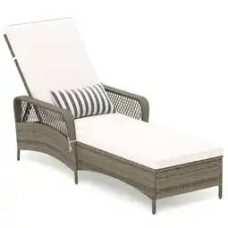 Walmart Gymax PE Wicker Chaise Lounge Chair 6-Position Adjustable Patio Recliner w/ Soft Cushions offer