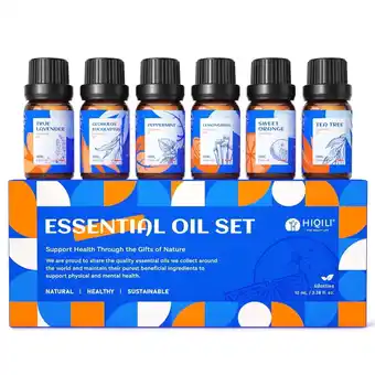 Walmart HIQILI Essential Oil Set, Pure Natural for Gift Diffuser Humidifier Skin, 6 Pack 10ML offer