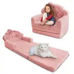 Walmart Beavtaens Toddler Sofa,Comfy 2-in-1 Flip Open Couch, Convertible Chair for Kids, Pink offer